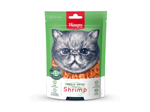 וונפי - חטיף טבעי לחתול 100% שרימפס - מיובש בהקפאה
