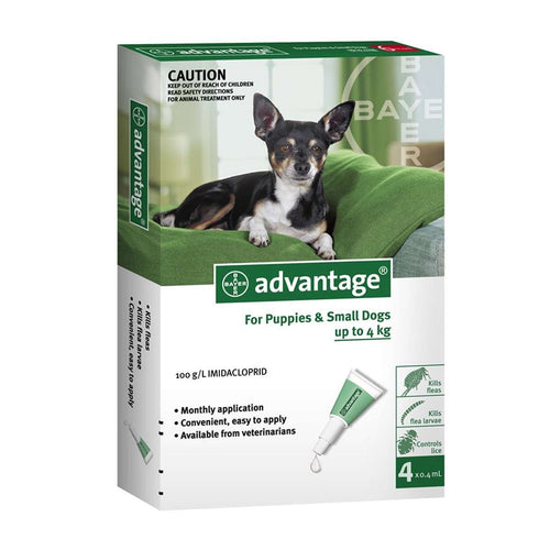 Advantage טיפוח לכלב עד 4 קילו אדוונטג' - אמפולות להרחקת פרעושים לכלבים