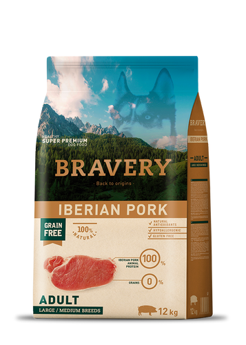 Bravery ברייברי - חזיר ללא דגנים וגלוטן - היפואלרגני - לכלבים בוגרים מגזע בינוני וגדול