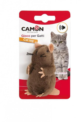 Camon משחקים לחתול עכבר עומד עכבר עומד ומצפצף לחתול