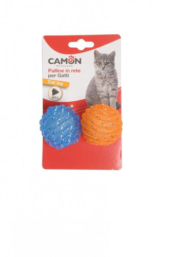 Camon משחקים לחתול זוג כדורים זוג כדורי רשת חזקים ומצלצלים לחתול