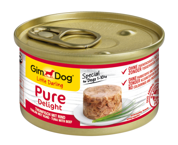 Gim Dog ליטל דארלינג - מעדן מזון רטוב לכלב - טונה ובקר - ללא עוף