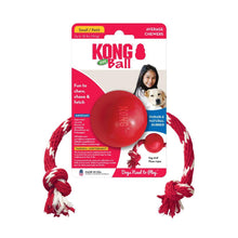 Kong משחקים לכלב כדור משחק עם חבל קונג - כדור משחק אדום עם חבל לכלבים
