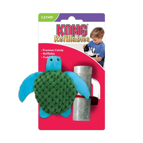 Kong משחקים לחתול בובת צב קונג - בובת צב מרשרשת עם מקום למילוי חוזר של קטניפ