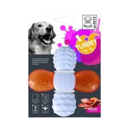 M-PETS משחקים לכלב בייקון צעצוע לעיסה בטעם בייקון לכלב