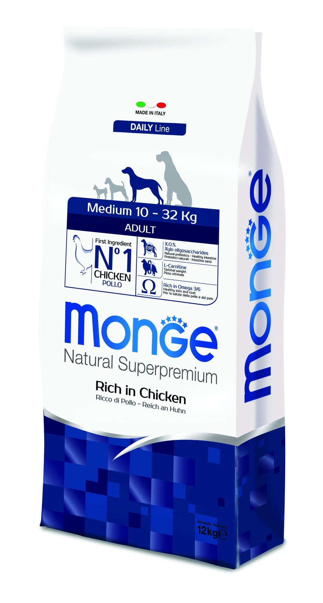 Monge מונג' - עוף ואורז לכלבים בוגרים מגזע בינוני