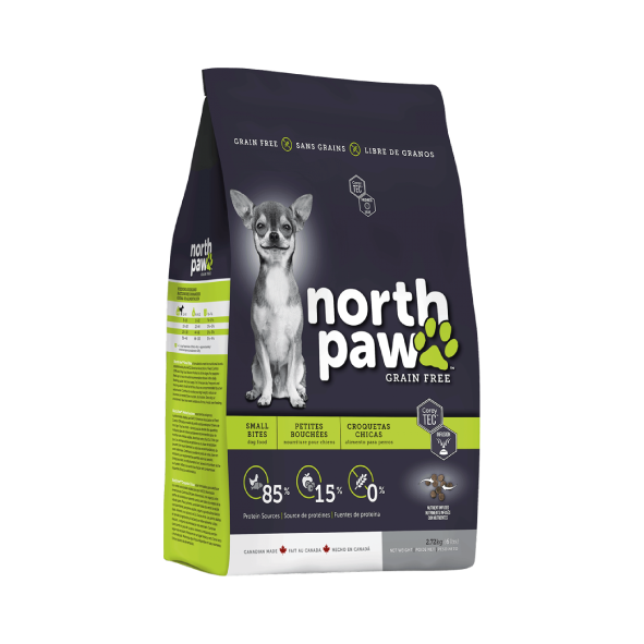 North Paw נורט פאוו - עוף ודגים ללא דגנים בתוספת פרוביוטיקה - לכלבים בוגרים מגזע קטן