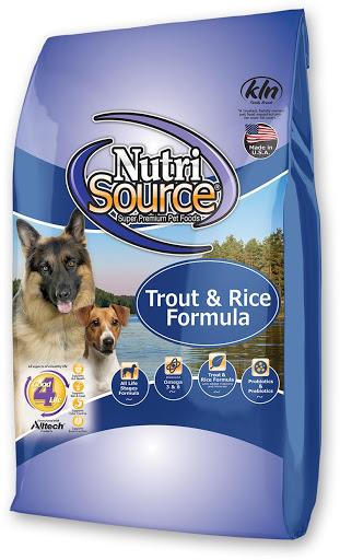 Nutri Source 13.6 ק״ג נוטרי סורס - דג פורל ואורז חום - לכלבים בוגרים