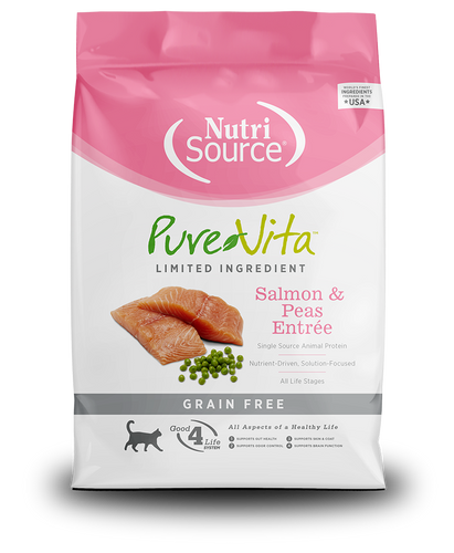 Nutri Source פיור ויטה - סלמון ללא דגנים - לחתולים בוגרים וגורי חתולים