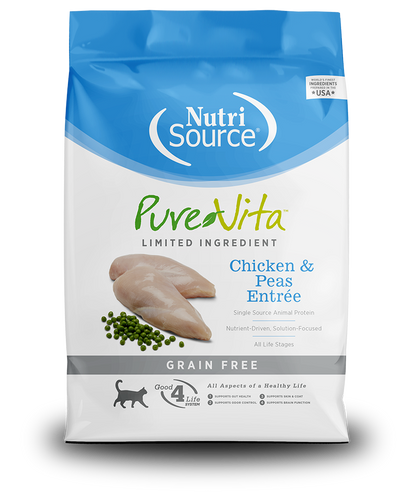 Nutri Source פיור ויטה - עוף ללא דגנים - לחתולים בוגרים וגורי חתולים