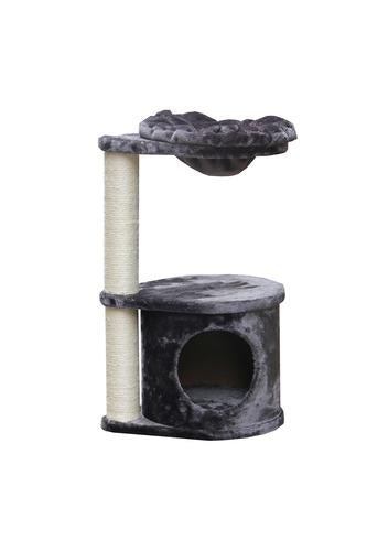 PetEx משחקים לחתול 38x30x66 מתקן גירוד אפור ואיכותי משולב בית לחתולים