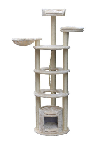 PetEx משחקים לחתול 50x50x165 מתקן גירוד יוקרתי לחתולים בצבע לבן