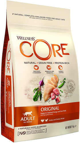 Wellness Core וולנס קור אוריגינל - הודו ועוף ללא דגנים - לחתולים בוגרים