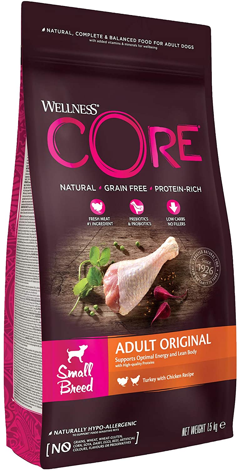 Wellness Core וולנס קור אוריגינל ללא דגנים - הודו עם עוף - לכלבים בוגרים מגזע קטן