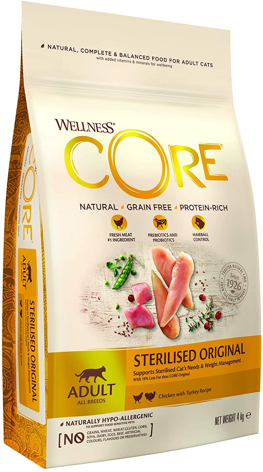 Wellness Core וולנס קור סטרלייז - הודו ועוף ללא דגנים - לחתולים בוגרים - מעוקרים/מסורסים