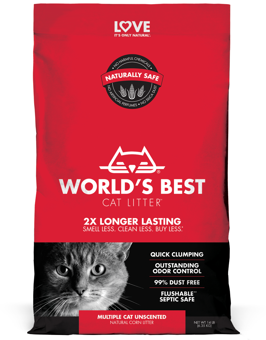 World's Best Cat Litter 6.4 ק״ג חול אורגני מתירס - ניתן להדחה באסלה - ליותר מחתול אחד - נטול ריח